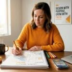 Woman planning church website homepage layouts