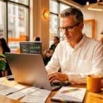 Business owner checks website speed at desk
